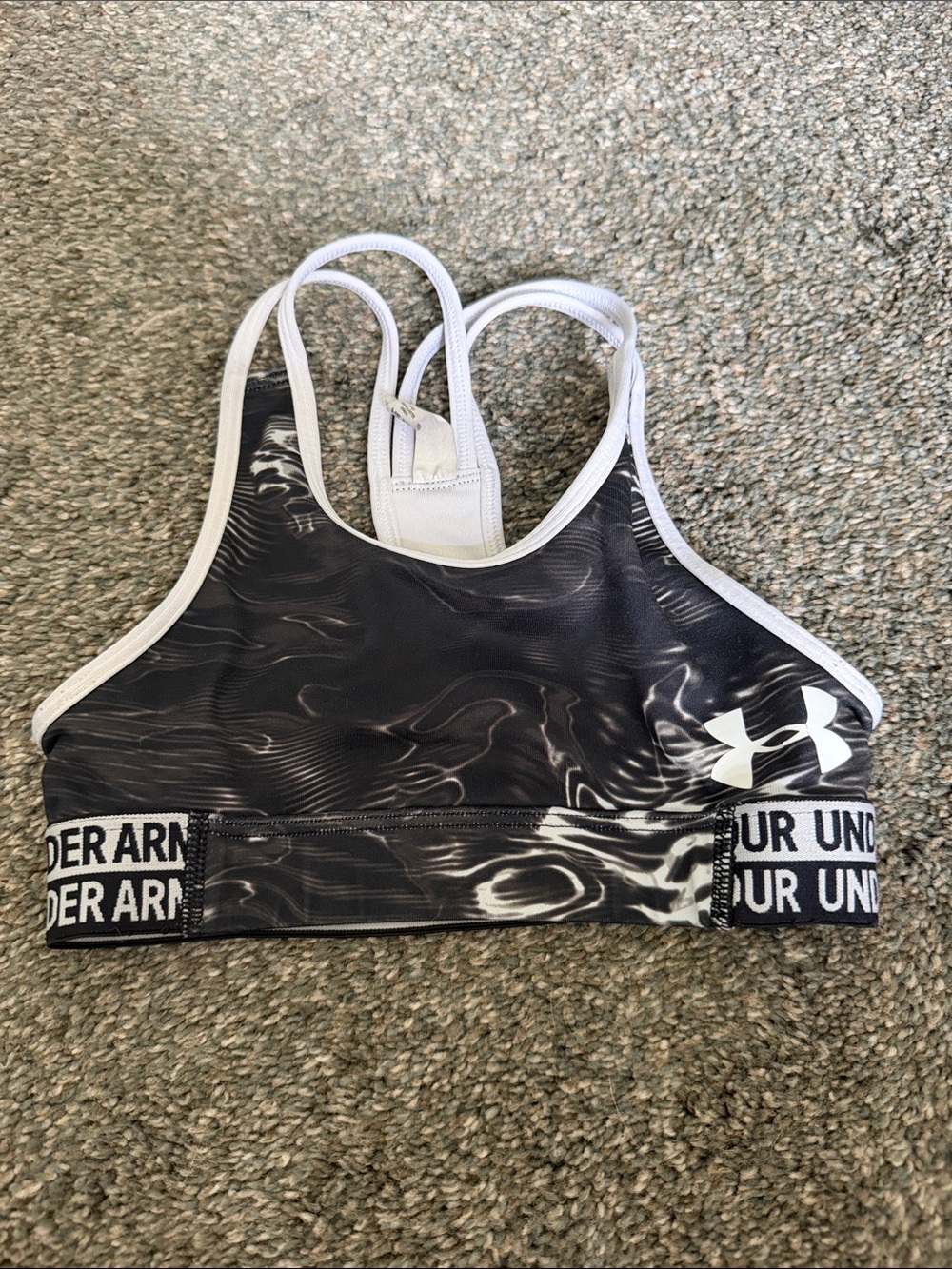 Under Armour Black & White Racerback Sports Bra with Logo Band